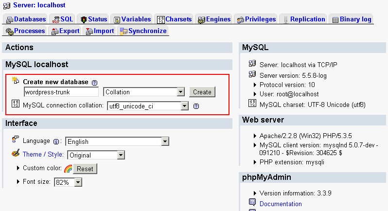Create WordPress Database Step 1