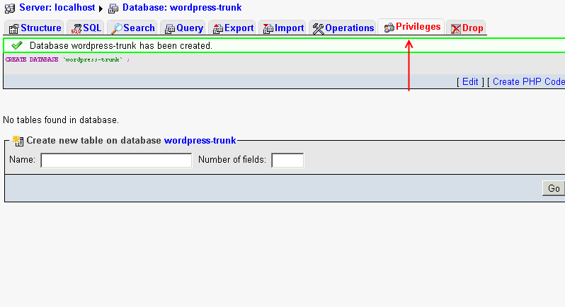 Create WordPress Database Step 2